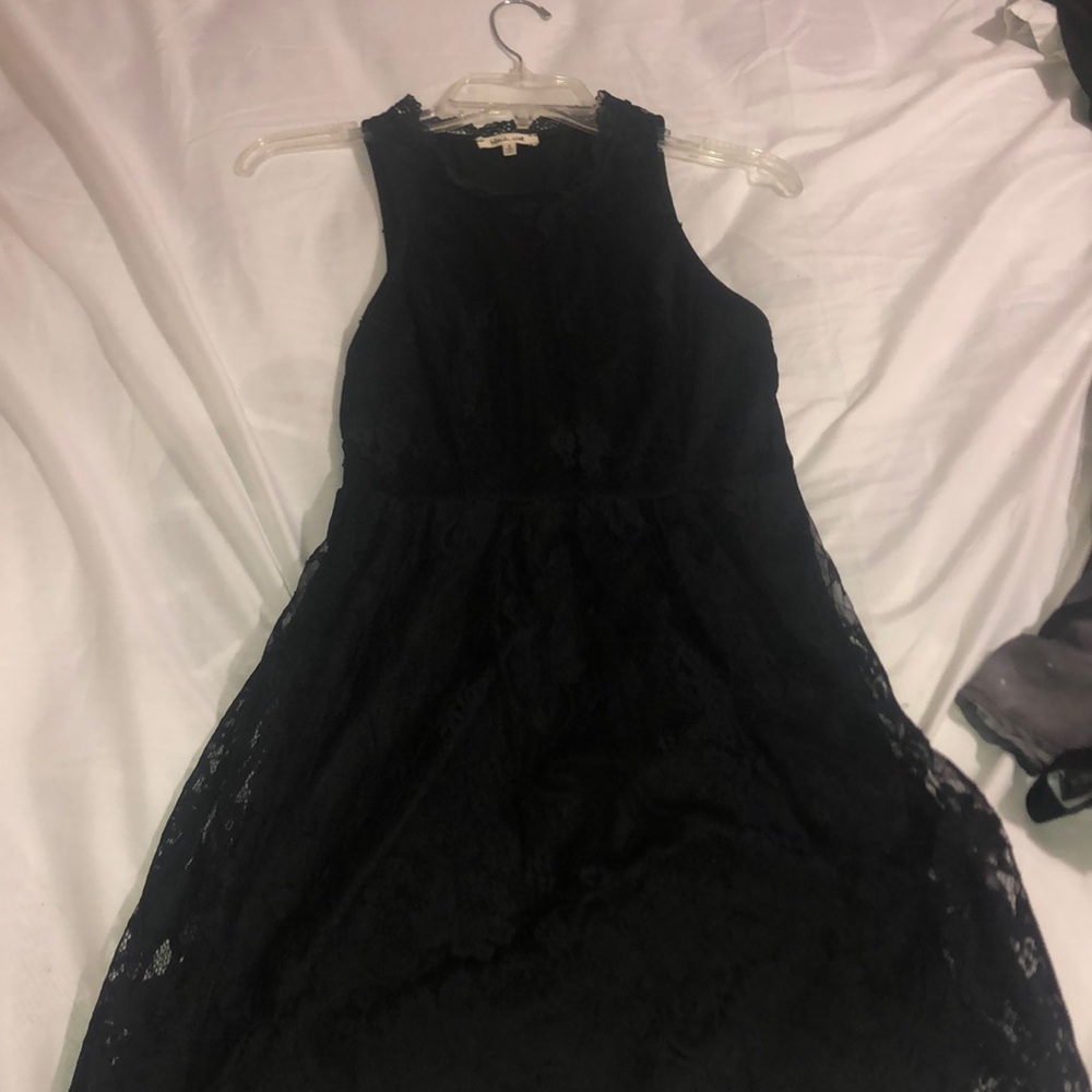 Black embroidery mini dress
